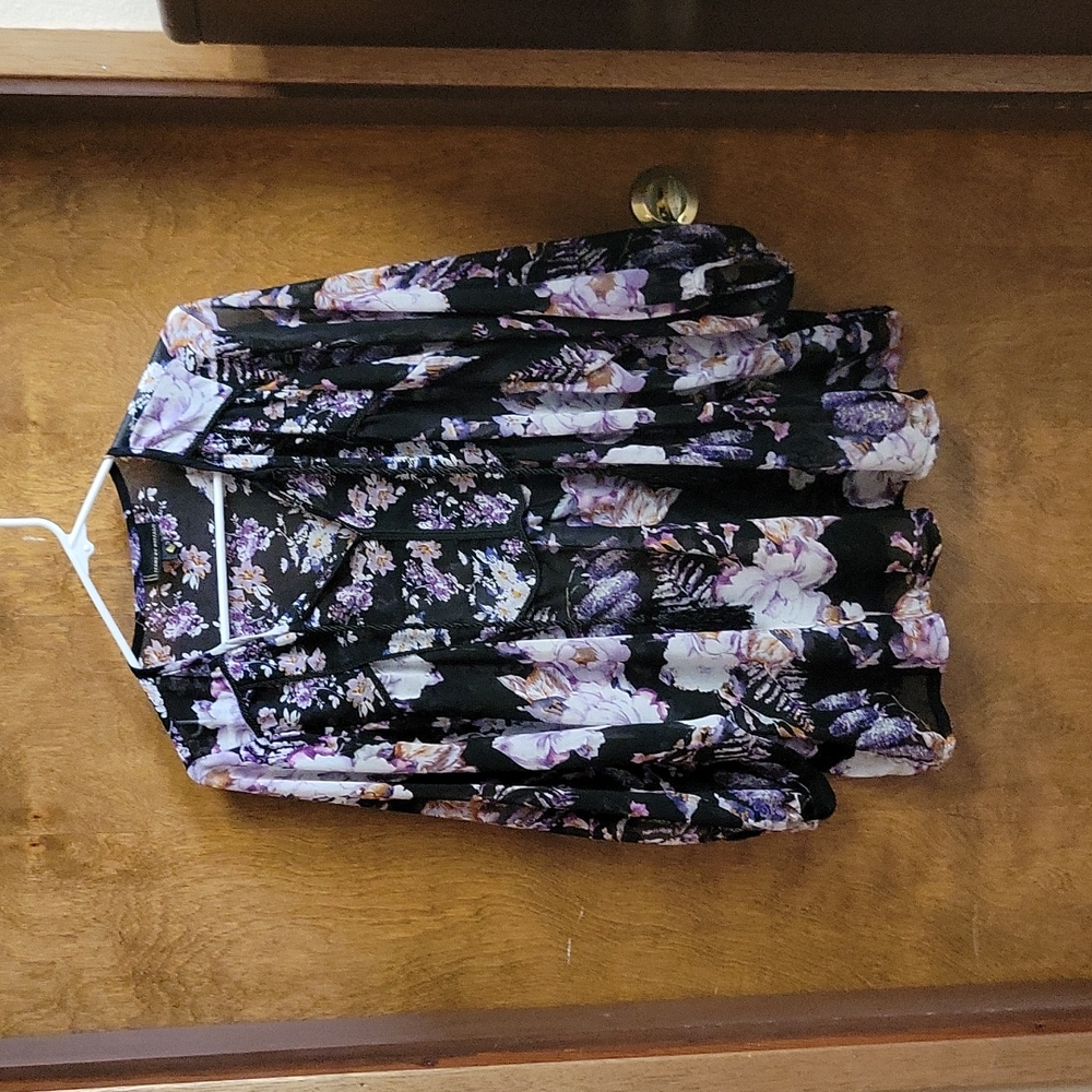 I Jeans by Buffalo floral long sleeve blouse size M
